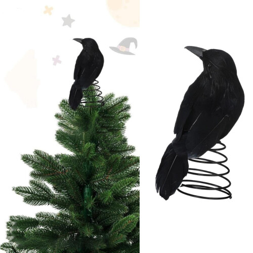 Kraai Mini Boomtopper Zwart Gotisch Ornament 1