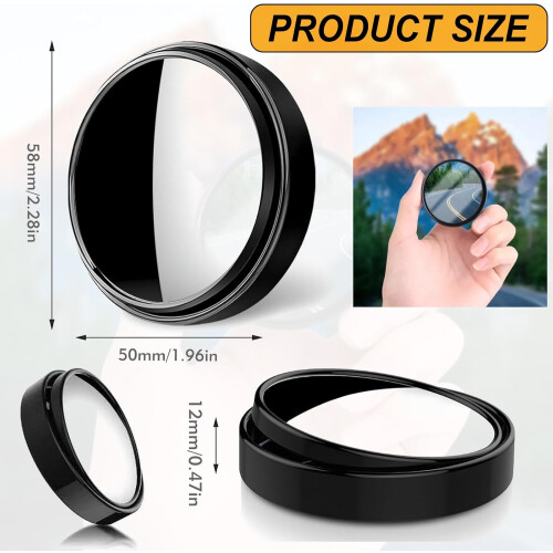 2Pcs 360° Car Blind Spot Convex Mirrors 2