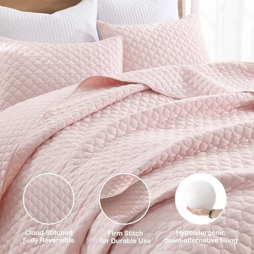 Lyserødt kingsize-dynesæt – 100% polyester, 3 dele 2