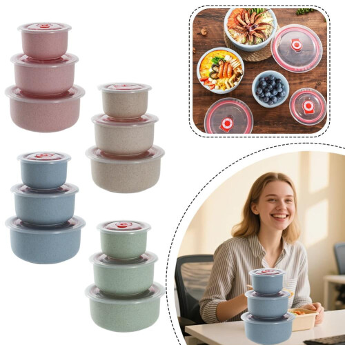 Wheat Straw Nesting Bowls Set 300ml 500ml 900ml 1