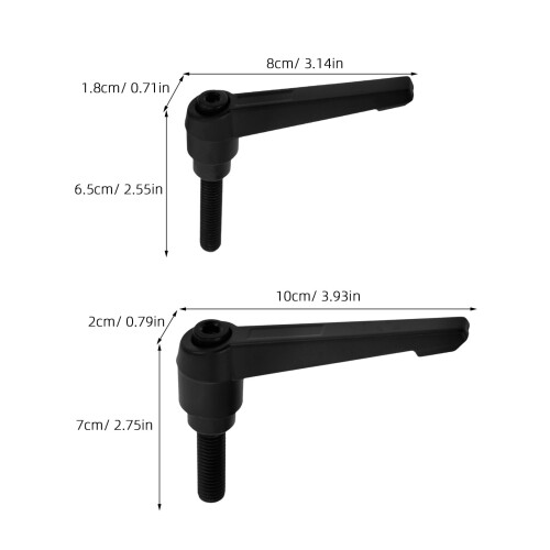 2 peças Parafuso de ajuste da alça da bicicleta ergométrica em formato de 7, preto, 4,0 x 2,6 x 0,7 polegadas (construção) 1
