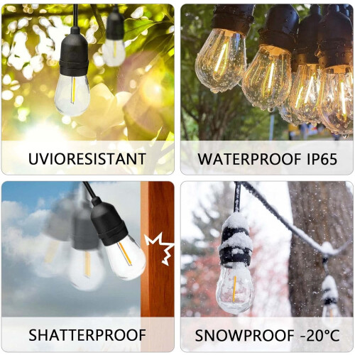 S14 LED String Light Bulbs E26 Base 1W 2700K Warm White 2