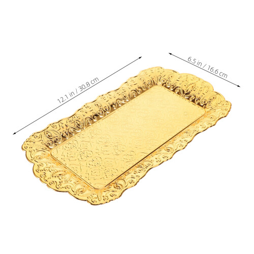 Serviertablett aus goldenem Aluminium mit Blumenmuster 1