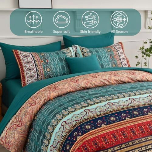 Boho 8-Piece Comforter Set, Aqua & Purple Microfiber 2