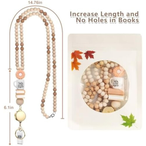 Lanière en bois pour enseignant avec porte-badge rétractable 2