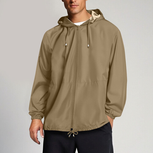 Giacca softshell da uomo leggera e impermeabile, con cerniera integrale e cappuccio, ideale per escursionismo, campeggio e caccia – compatibile con 2