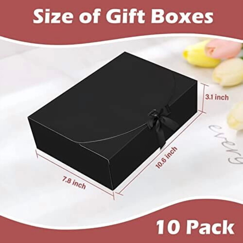 10 μαύρα κουτιά δώρου Kraft με καπάκια 10,6x7,8x3,1 ίντσες 1