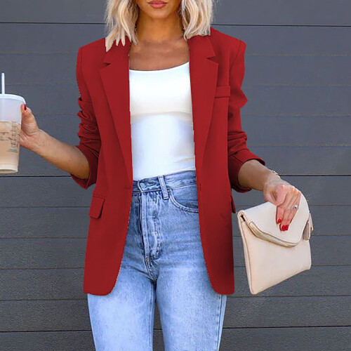 Μπλούζα Blazer για γυναίκες, μόδα εκκαθάρισης γυναικών casual τσέπες με μακριά μανίκια 1