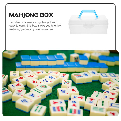 WHAMVOX Μεγάλη Θήκη Αποθήκευσης Mahjong με Λαβή για το Σπίτι1 Σετ Παραδοσιακό Κουτί 2
