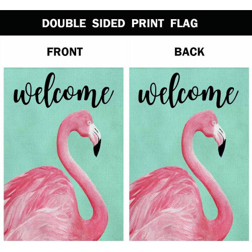 Σημαίες Σπιτιού Flamingowelcome28x40Διπλής Όψης Ροζ Φλαμίνγκο Σημαίες Ζεστής Αυλής Άνοιξη 2