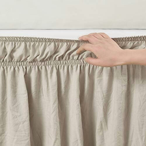 Queensize bedrok met ruches en elastische rand, beige 2