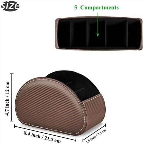 Porta telecomandi in similpelle con 5 scomparti per telecomandi TV e controller multimediali – Marrone Carbonio 2