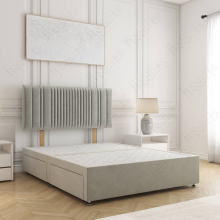 (Silver, 4ft6" Double (No Mattress))) Florence Plush Velvet Divan Double Bed with 2 Storage Drawers 24” Headboard Mattress