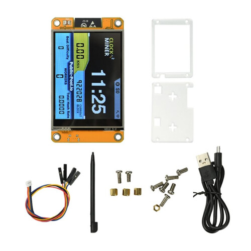 Miner NerdMiner NMMiner de 355KH/S com Tela Inteligente de 2,8 Polegadas, ESP32-2432S028, para Mineração Solo de Criptomoedas e Bitcoin