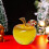 Yellow Glass Apple Ornament, Winter Table Centerpiece 4