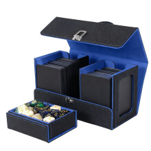 Card Deck Box with Handle Magnetic Card Storage Box Top Side-Loading Deck Case Game Cards Box Black+