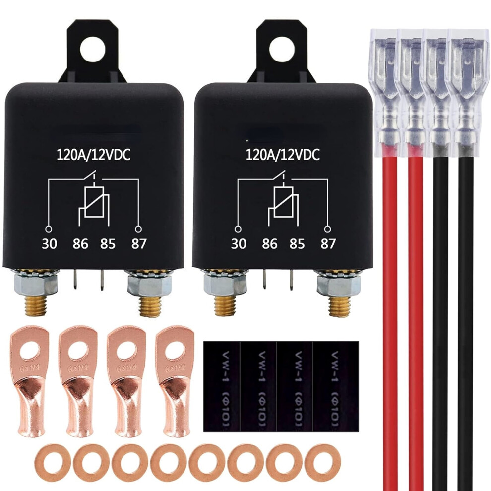 2 Pack 12V Dc 120A Starter Relay Switch Car Heavy Duty Split Charge Continuous Duty 4 Terminal Spst Relays For Truck Boat Marine 9028731415352