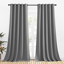 Silver Grey Blackout Curtain Panels Thermal Insulated
