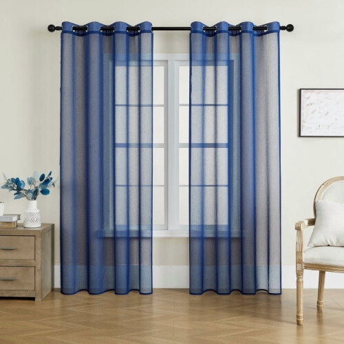 Ensfarvede transparente gardiner lysfiltrerende 2 paneler 54" x