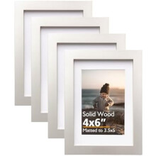 Light Grey Solid Wood Photo Frames 4x6 4 Pack