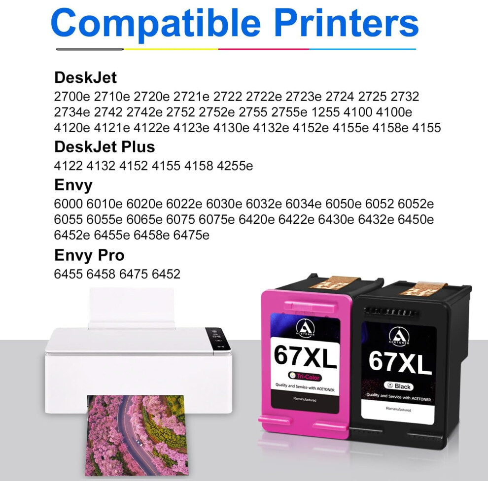 Junxiao-Compatible Hp 67/67Xl Ink Cartridge Replacement For Envy 6052/6058/6075, Deskjet 2732/2755/2842E, Plus 4152/4155/4158 (1 + 1 Color) Black 9357860000529