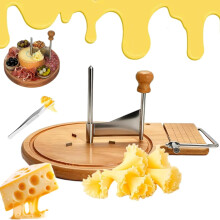 2026 New Stainless Steel Cheese Spiral Shaver & Wheel Slicer with Lid – compatible with Sharp Blade & Wooden Base, for Semi-Hard Cheeses