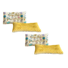 2PCS Toddler Pillow – Soft, Supportive, Double-Sided Breathable Cotton & Minky Dot, Machine Washable, Compatible with Kids Beds