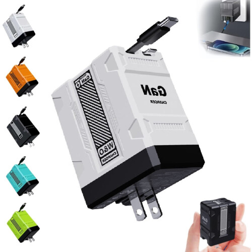 Caricabatterie rapido 2 in 1 da 120 W con modulo retrattile e