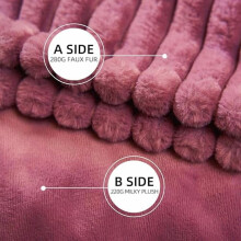 Heated Electric Blanket 50"x60", Ribbed Faux Fur, 4 Heat Levels, 3H Auto-Off, ETL/FCC Certified, Machine Washable (Wine Red)