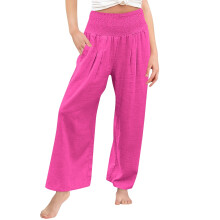 Girls Uniform Pants Kids High Waisted Dressy Pants Straight Leg Pants Casual Teen Girls Pants(Z01#Hot Pink,6-7 Years)