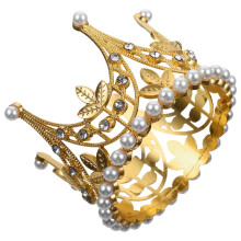 Cake Crown Decoration Golden Alloy Baking Decor for Wedding Gathering 1Pcs