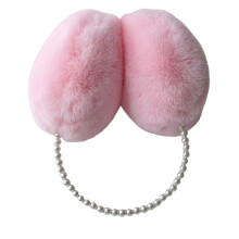 Solid Color Plush Warm Earmuffs Girls Faux Pearls Winter Outdoor Ear Warmer Soft Furry Ear Covers,Gift
