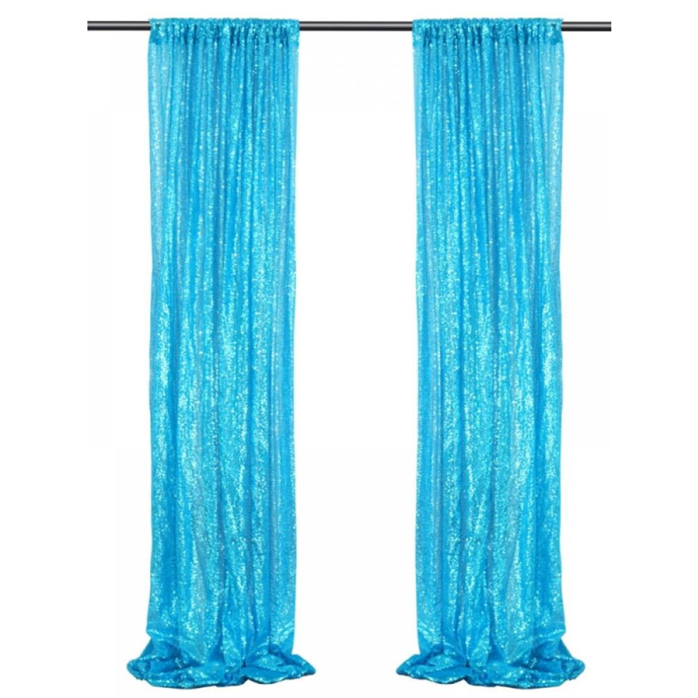 Sequin Backdrop Curtain Panel 2 Ft X 8 Ft Blue 963904343683