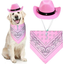 Dogs Cat Pet Cowboy Costume Cowboy Hat with Bandana Set for Halloween, Christmas, Holiday, Party, Cosplay