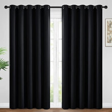 84 Inch Length Blackout Curtains for Bedroom, Room Darkening Thermal Insulated Solid Grommet Panels for Living Room(62Wx84L, Black, 2 Panels)