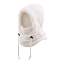 3 in 1 Beanie Hat with Scarf and Mask Unisex Winter Warm Fleece Balaclava Thermal Sherpa Hood Ski Mask Face Mask (Classic White)