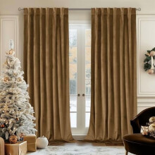 Bronze Brown Velvet Curtains 84" – Thermal Blackout, Noise-Reducing, Back Tab & Rod Pocket, 52x84", Set of 2