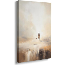 Christian Wall Art: Jesus Leaves the 99, Parable of Lost Sheep Painting, Bible Scripture Decor, Sunday School Classroom Art (12"x16")