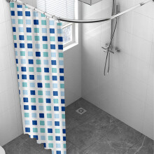 Modern Blue Winter Shower Curtain 71x71", Waterproof Clear Plastic, Weighted Hem & Rings, Machine Washable