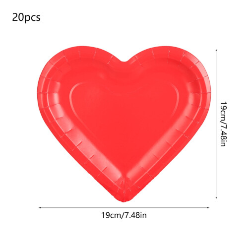 Hjerteformede røde paptallerkener 19 cm 20 stk. 2