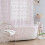 Ροζ κουρτίνα μπάνιου από δαντέλα Shabby Chic, 72x72", διάφανη vintage φλοράλ, με κυματιστή 4