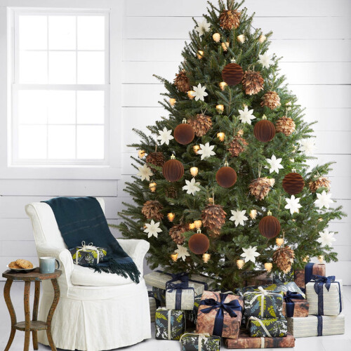 Flocked Christmas Balls Brown 12-Piece