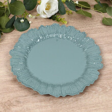 BalsaCircle 20 Dusty Blue Round 10" Plastic Dinner Plates Reef Design Disposable Tableware