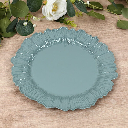 BalsaCircle 20 Dusty Blue Round 10" Plastic Dinner Plates Reef Design Disposable Tableware