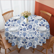Pioneer Flower Floral Print Pattern Round Tablecloth 60 X 60 Inch, Wrinkle Resistant Wipeable Table Cloth for Kitchen Dining Picnic Patio Party