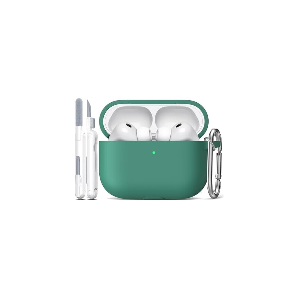 Soft Silicone Case For Airpods Pro 3 (2025, Usb-C), Pine Â Includes Cleaning Kit & Keychain, Compatible With Airpods Pro 3Rd Gen Green 9557311890697