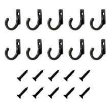Small Hooks with Screws 10-Pack Black