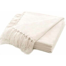 Throw Blanket Soft Cozy Chenille Throw Blanket with Fringe Tassel for Couch Sofa Chair Bed Living Room (Ivory White, 60" x 80")