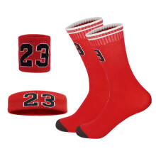 Kids' Basketball Socks & Sweatbands Kit (4 pcs), Classic Number Design, Compatible with Youth Sports