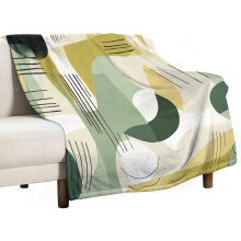 Mid Century Modern Sage Green Abstract Geometric Throw Blanket, 50"x60", Flannel Fleece, Warm Plush, All-Season, Adults & Kids
